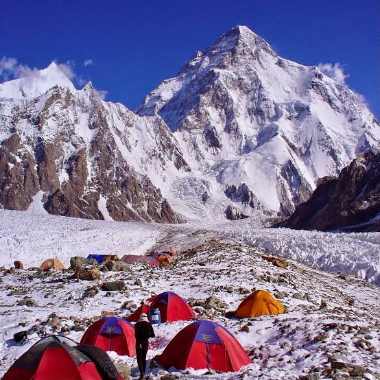 Concordia campsite panoramic view Karakoram Pakistan