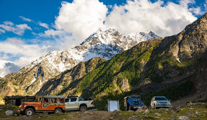Local jeeps parked in Astore Valley - Astore Valley Travel Guide