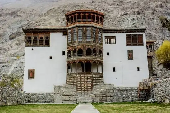 Traditional wooden and stone heritage building in the mountains of northern Pakistan